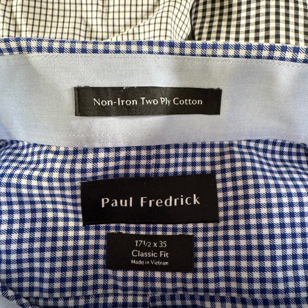 3 Lot Paul Frederick Mens Non Iron 2 Ply Cotton Pinpoint Dress Shirt XXL 17.5-35 - Picture 5 of 11